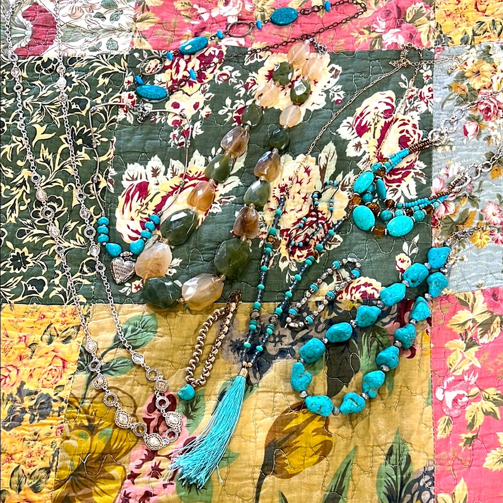 Lot of 10 Napier Western 2-tone Gold Silver Turquoise Necklaces Bracelets